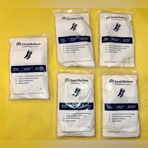(5 Pair) SoothRelieve Compression Socks Mens Womens LARGE White‎ Open Toe